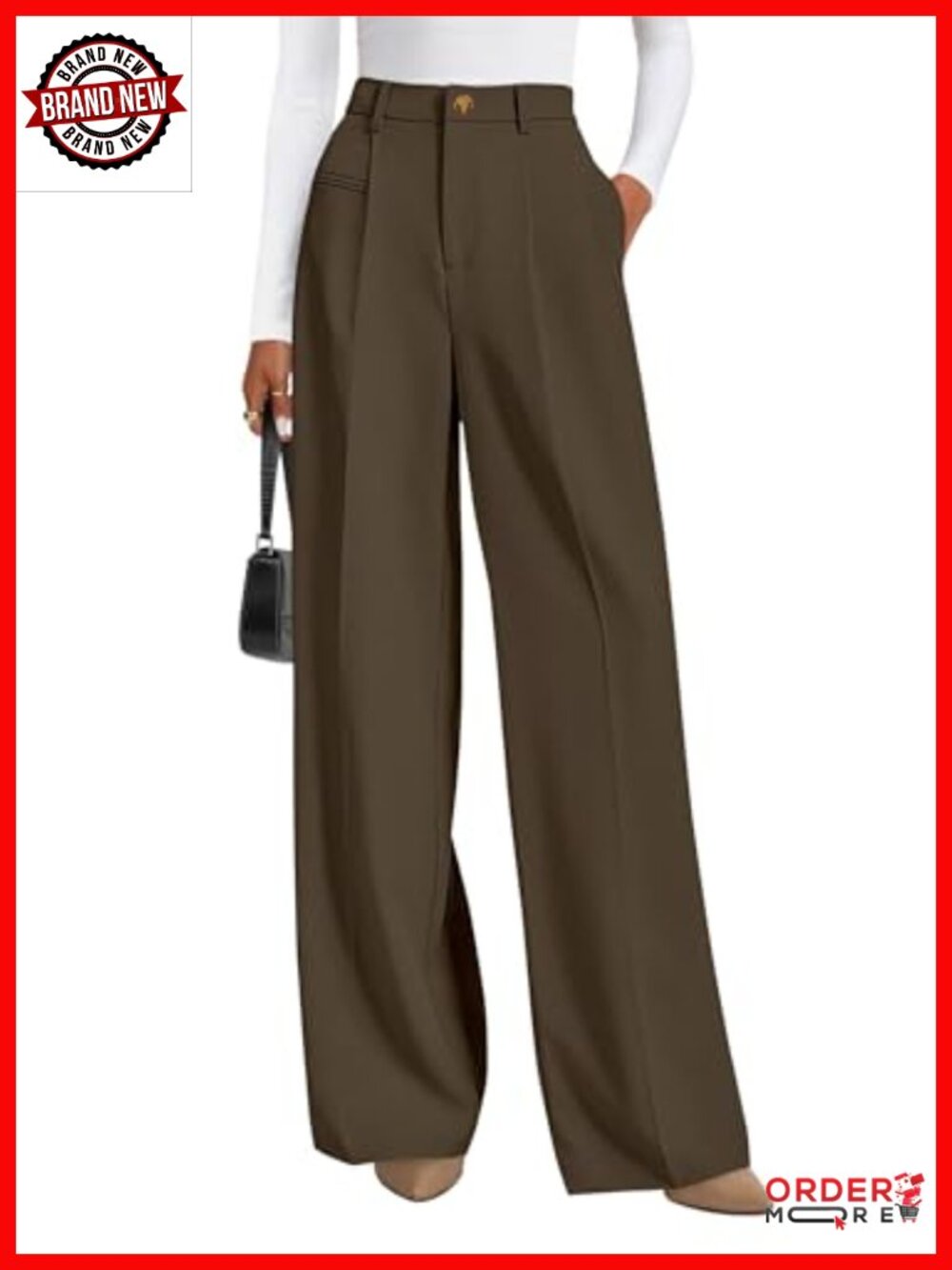 Women's High Rise Wide Leg Palazzo Dress Pants with Pockets Business Casual